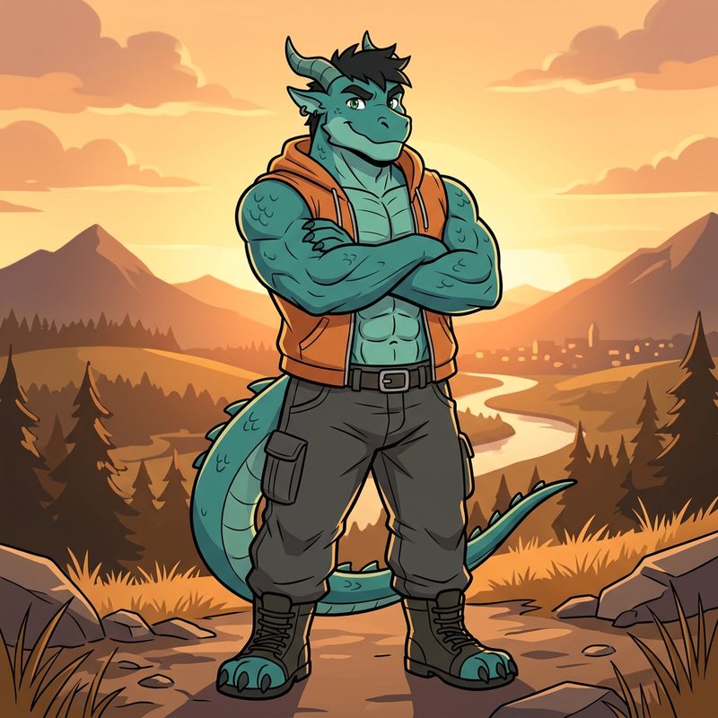 青鳞龙人 · 扁平卡通风