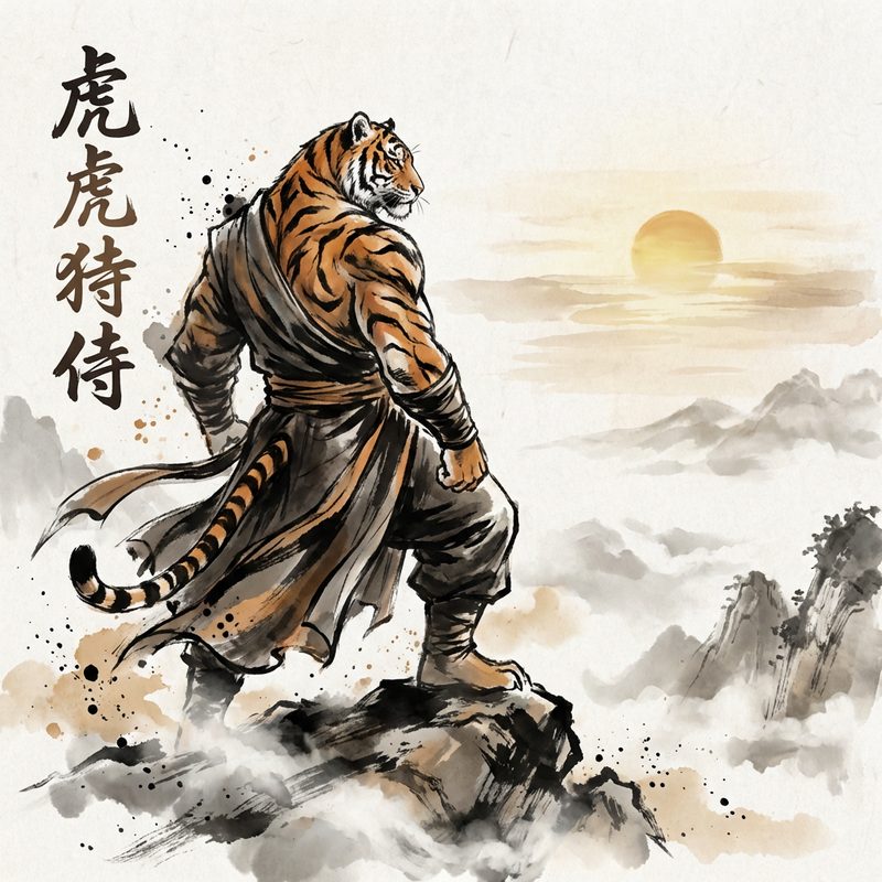 虎族战士 · 水墨写意风